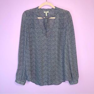 Joie 100% Silk Blouse V Neck Button Long Sleeve Bow Collar Size Medium